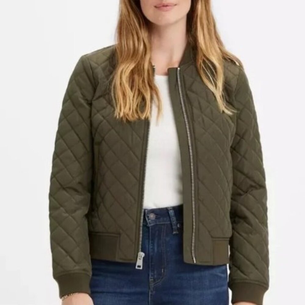 Levi's Olive Green Diamond Quilted Bomber Jacket (XL)